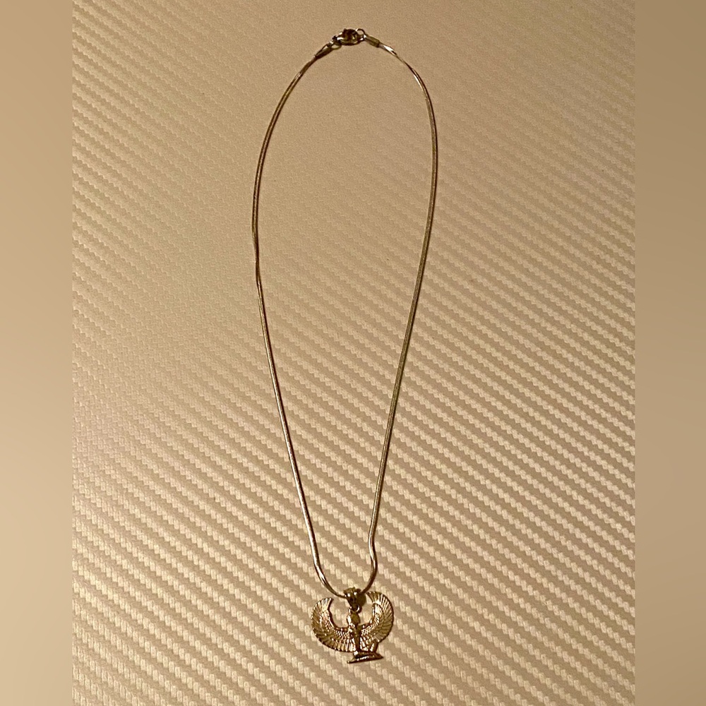 Sterling Isis Egyptian Winged Goddess Necklace